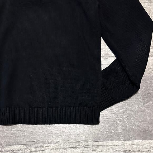 Lauren Jeans Co Knit Sweater Womens L Black Cotton Embroidered Crest Academia - Picture 3 of 7